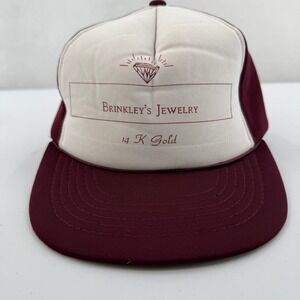 Brinkley's Jewelry Hat Unisex Maroon White Trucker Snapback Foam Cap Vintage